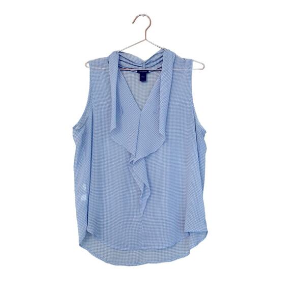Ann Taylor Factory Tops - Ann Taylor Factory Dotted Ruffle V Neck Blouse - Large